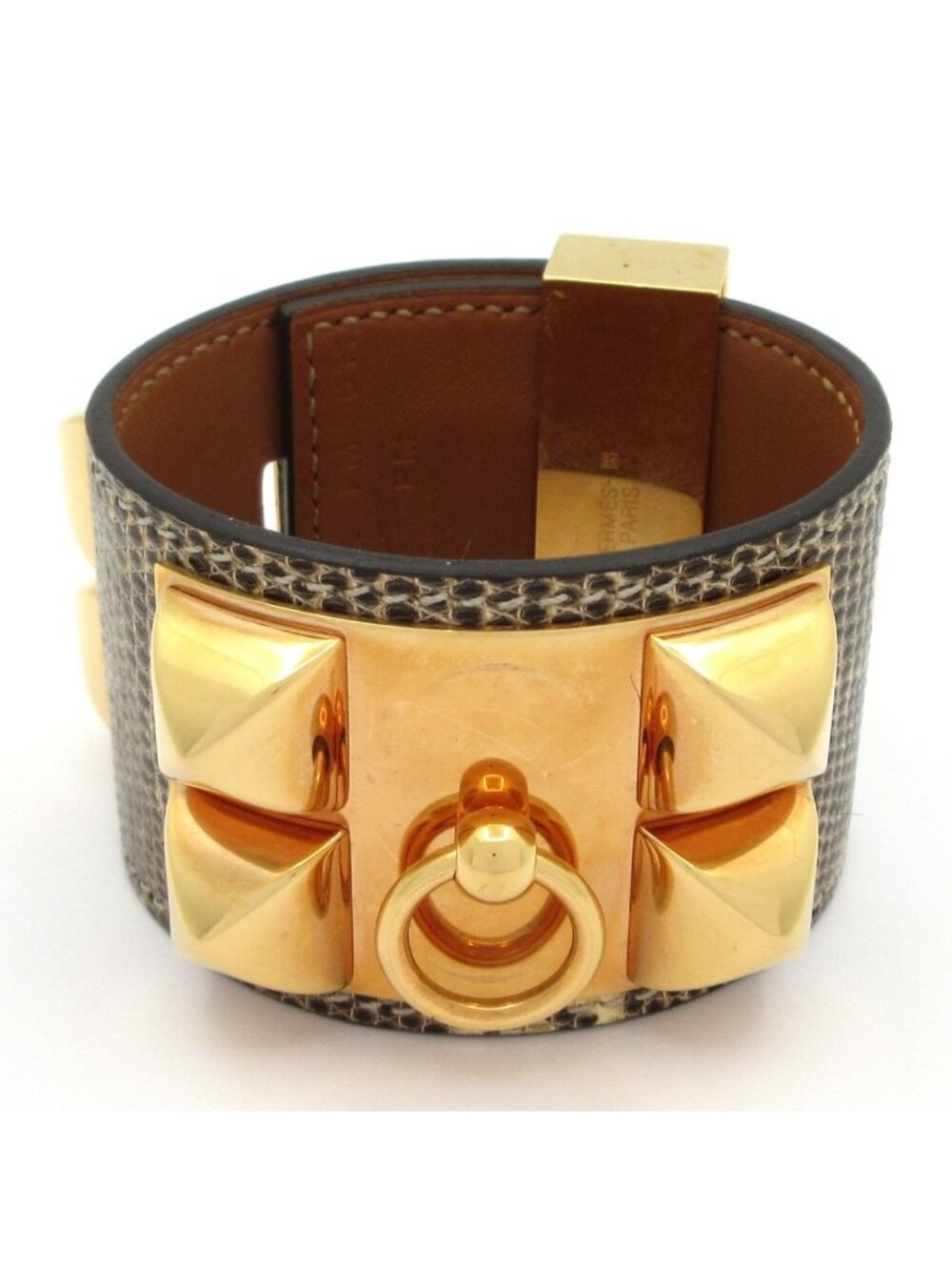 Hermes Bracelet Collier de Chien Beige Dark Brown Gold